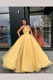 Yellow Ball Gown Sweetheart Princess Floor Length Tulle Quinceanera Prom Dresses