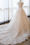 Ball Gown Off the Shoulder Lace Appliqued Wedding Dresses Ivory Bridal Dresses N2586