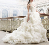 Gorgeous Ivory Sweetheart Sweep Train Layers Ruffles Wedding Dresses Princess Bridal Dresses N478