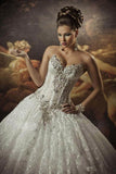 Sweetheart Beaded Gothic Style Corset Ball Gown Lace Wedding Dresses