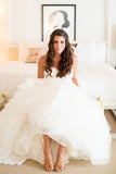 Ivory Sweetheart Long Tulle Wedding Dresses With Ruffles,Beach Wedding Dresses,N684