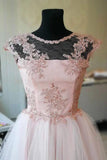 A Line Short Tulle Homecoming Dresses with Lace Appliques N2210