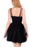 A Line Pink Straps Tulle Homecoming Dresses N912