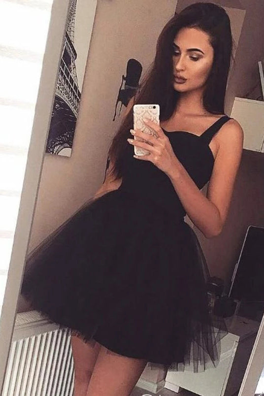 A Line Straps Sleeveless Tulle Sweet 16 Dresses Homecoming Dresses N1958