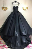 Long Black Sweetheart Prom Dresses with Train Charming Long Ruched Evening Dresses N1287