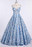 Spaghetti Strap Sweetheart Prom Dresses with Flowers Gorgeous Formal Dresses N1367