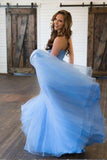 Elegant Long Prom Dresses A Line Sweetheart Appliques Floor-length Tulle Prom Dress N1300
