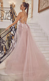 Spaghetti Straps Deep V-Neck Tulle Prom Wedding Dresses with Removable Tulle Skirt N2535