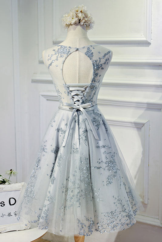 Cute A Line Sleeveless Appliqued Homecoming Dresses
