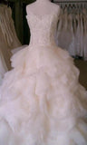 Gorgeous Ivory Sweetheart Sweep Train Layers Ruffles Wedding Dresses Princess Bridal Dresses N478