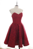 Burgundy A Line Sweetheart Lace Homecoming Dresses N2137