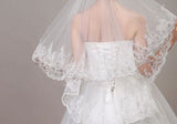 Two Tiers Lace Appliques Tulle Bridal Wedding Veil V004