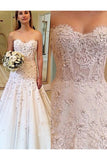 Elegant Sweetheart Wedding Dresses with Lace Appliques Strapless Bridal Dresses N2082