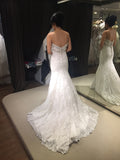 Mermaid Sweetheart Lace Bridal Dresses with Beads Sexy Beach Wedding Dresses N469