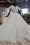 Gorgeous Ball Gown Big Wedding Dresses Princess Bridal Dresses with Sleeves N1969