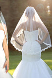 Simple Eyelash Lace Edge 90cm Bridal Ivory New Veil 1 Tier Bride Wedding Veil+Comb,V009