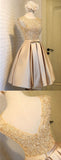 Chic Scoop Applique Satin Ruched Homecoming Dresses