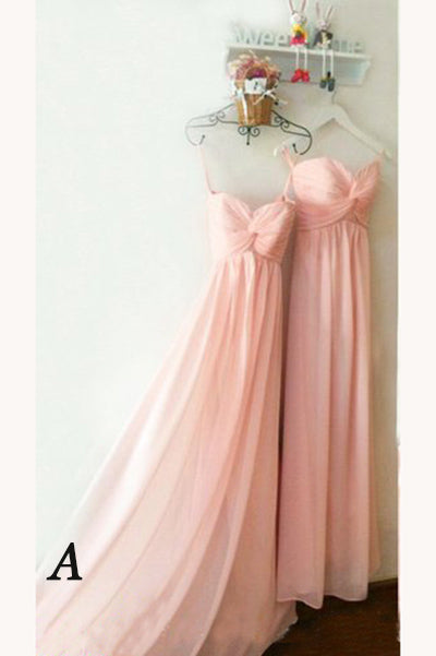Peach Sweetheart Long Chiffon Bridesmaid Dresses Floor Length Pleats Bridesmaid Dresses N1126