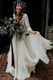 Ivory Rustic Wedding Dresses 3/4 Sleeves Two Piece Wedding Dresses N2012