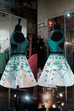 A Line Two Piece Turquoise Short Homecoming Dresses with Beading N1070
