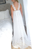 A Line Sleeveless Chiffon Empire White Long Flower Girl Dresses with Lace F015