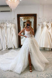 Gorgeous Straps Lace Appliques Long Wedding Dresses N049