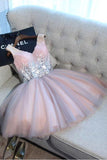 Shining Sequines V-Neck Tulle Homecoming Dresses N2141