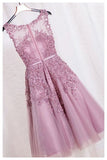 Elegant A Line Appliques Sleeveless Short Homecoming Dresses