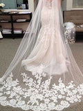 Ivory Venusvi Lace Edge Chapel Length Wedding Bridal Veil+Comb Bridal Veil V002