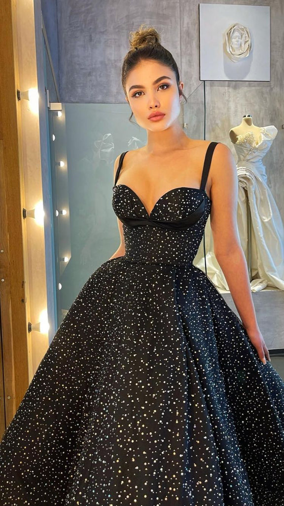 Amazon.com: Black Tulle Prom Dresses for Women with Glitter Belt Off  Shoulder Sparkle Starry Ankle Length Evening Dresses US2: Clothing, Shoes &  Jewelry