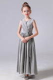 A Line stain Pleats Flower Girl Dresses With Belt