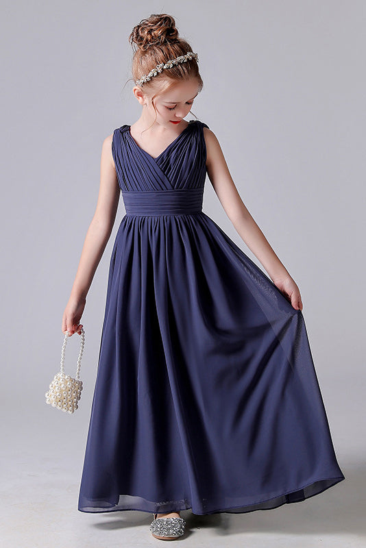 A Line Chiffon Sleeveless Flower Girl Dress