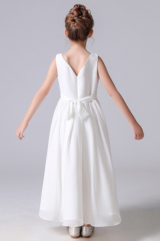 A Line Sleeveless Flower Girl Dresses With Pleats