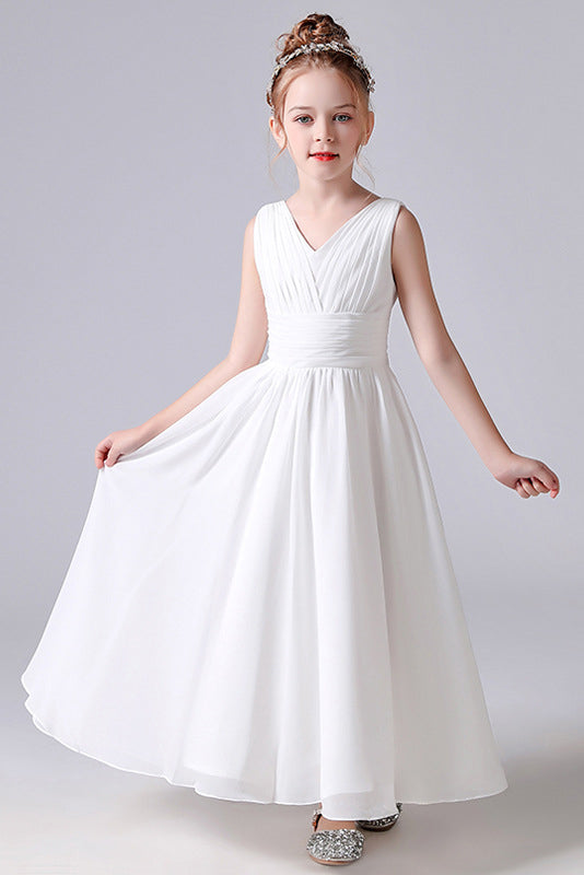 A Line Sleeveless Flower Girl Dresses With Pleats