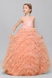 Bauty Princess Lace Cap Sleeve Tulle Flower Girl Gown