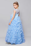 Bauty Princess Lace Cap Sleeve Tulle Flower Girl Gown