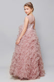 Bauty Princess Lace Cap Sleeve Tulle Flower Girl Gown