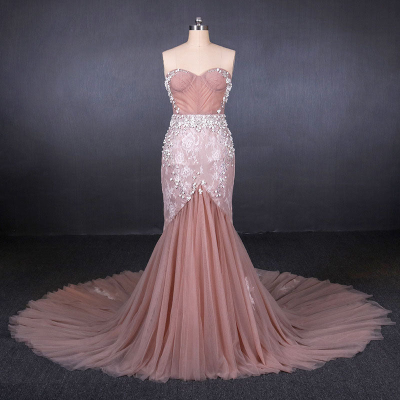 Gorgeous Sweetheart Mermaid Tulle Prom Dresses Long Evening Dresses N2343