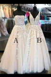 Princess A Line Tulle Long Prom Dresses with Appliques Wedding Dresses Hot Sell Prom Gown N1236