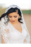 Ivory 3 Meters Long Tulle Wedding Veil with Lace Applique Edge Hot Wedding Veils V023