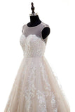 Puffy Lace Appliqued Tulle Long Beach Wedding Dresses Open Back Bridal Dresses N1635