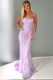 Spaghetti Strap Mermaid Prom Dress, Appliques Tulle Senior Prom Dresses N1529