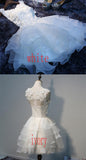 A Line White Sleeveless Appliqued Flower Homecoming Dresses