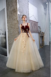 A Line Straps Sleeveless Long Party Dress with Appliques, Charming Long Prom Dresses N2667