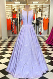 Floor-Length Sleeveless Lilac Prom Dresses A-Line Long Evening Dresses N1521