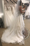 Romantic Sweetheart Beaded Bodice tiered Wedding Dresses Long Beautifully Bridal Dresses N1456