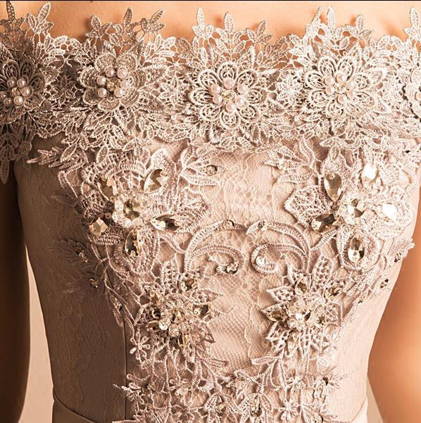 Lace Appliques Off-the-shoulder Tulle Beading Homecoming Dresses N252