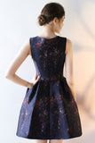 A Line Sleeveless Round Neck Short Homecoming Dresses