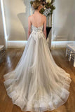 Sweetheart Neck A Line Silver Grey Wedding Dresses Long Appliqued Bridal Dresses N1278
