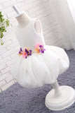 A Line Flower Girl Dress with Applique Unique Sleeveless Flower Girl Dress with Flower F058
